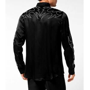 Philipp Plein Men's Black Embellished Texas Shirt Size 4XL